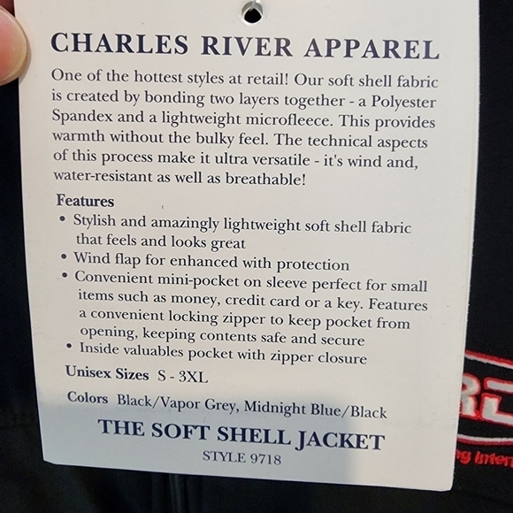 Charles River Men's Black/ Vapor Grey Soft Shell Jacket size 3X - Picture 12 of 14